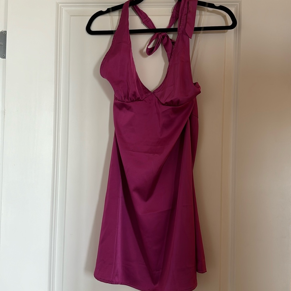 Fuscia halter slip dress